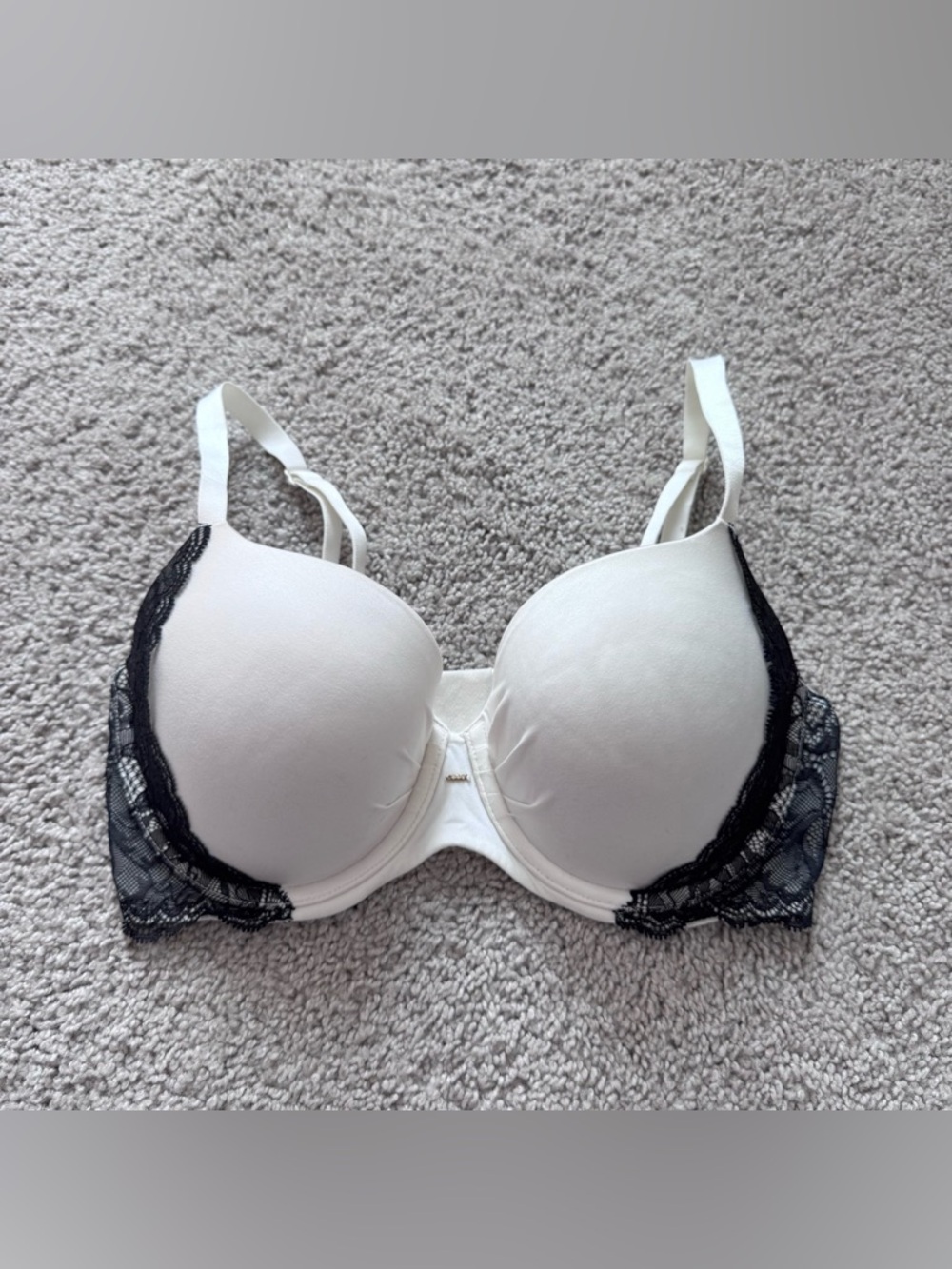 Victoria’s Secret White & Black Lace Lined Demi Underwire Bra